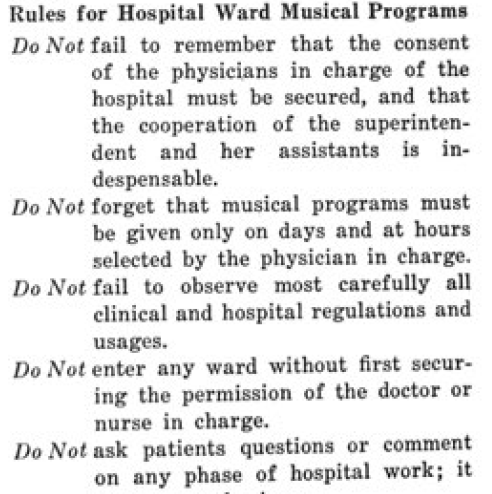 Screenshot 2026-02-06 133023 Some of Ilsen’s Do Not’s for music therapists in hospitals